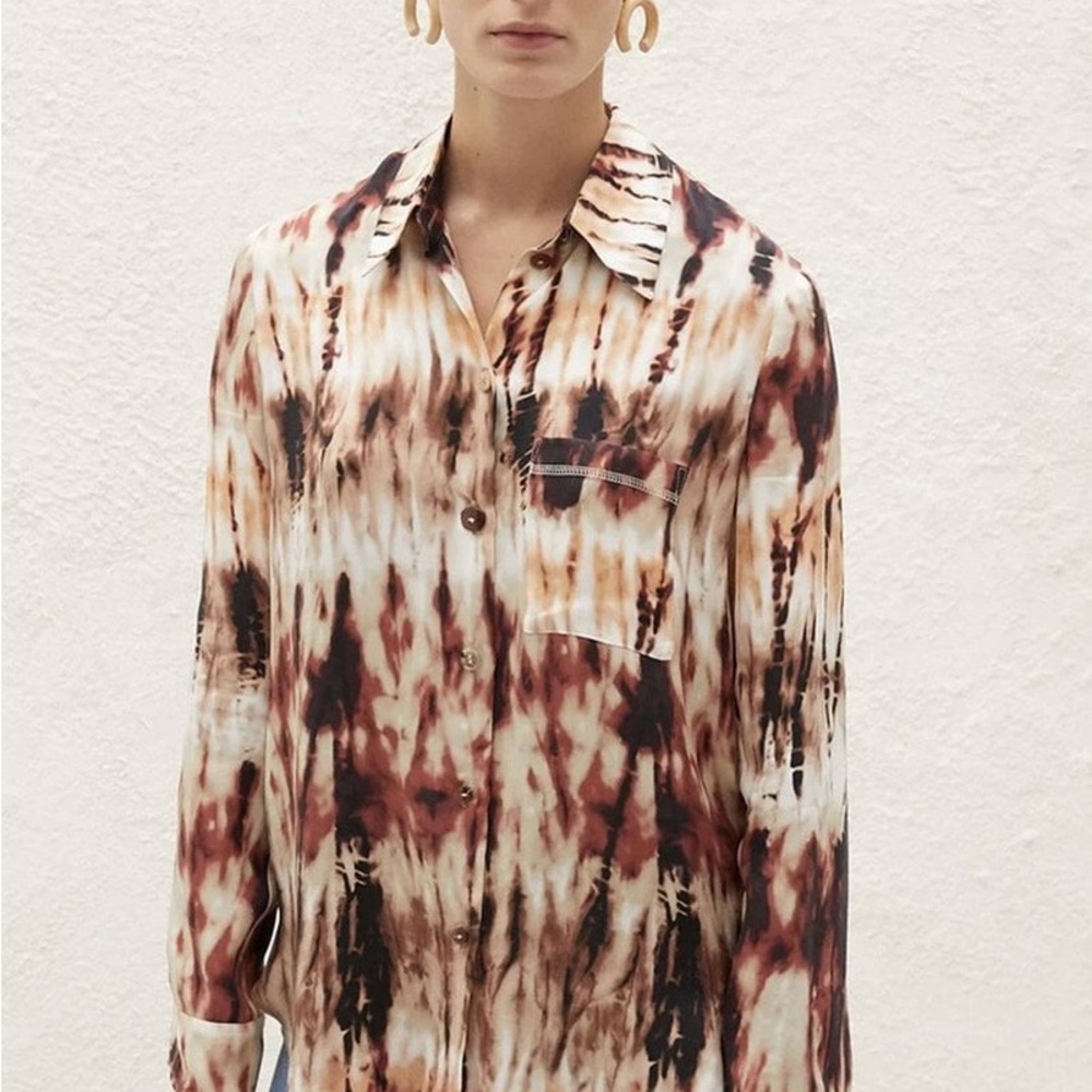 Nanushka Celes Shirt Tie Dye Brown Size S